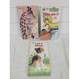 Vintage Golden Sturdy Book Lot Sesame Street Kitten Animals Big Bird Children